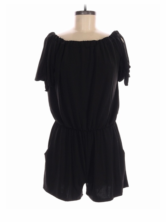 Ariella Pants - Black Off-Shoulder Short Romper